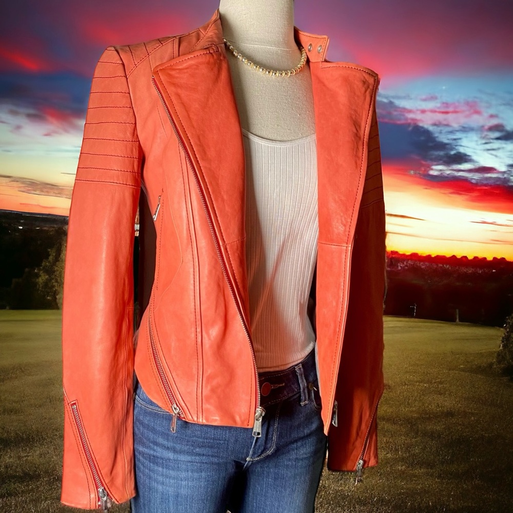Andrew Marc x Richard Chai Serena Genuine Leather Biker Jacket XS